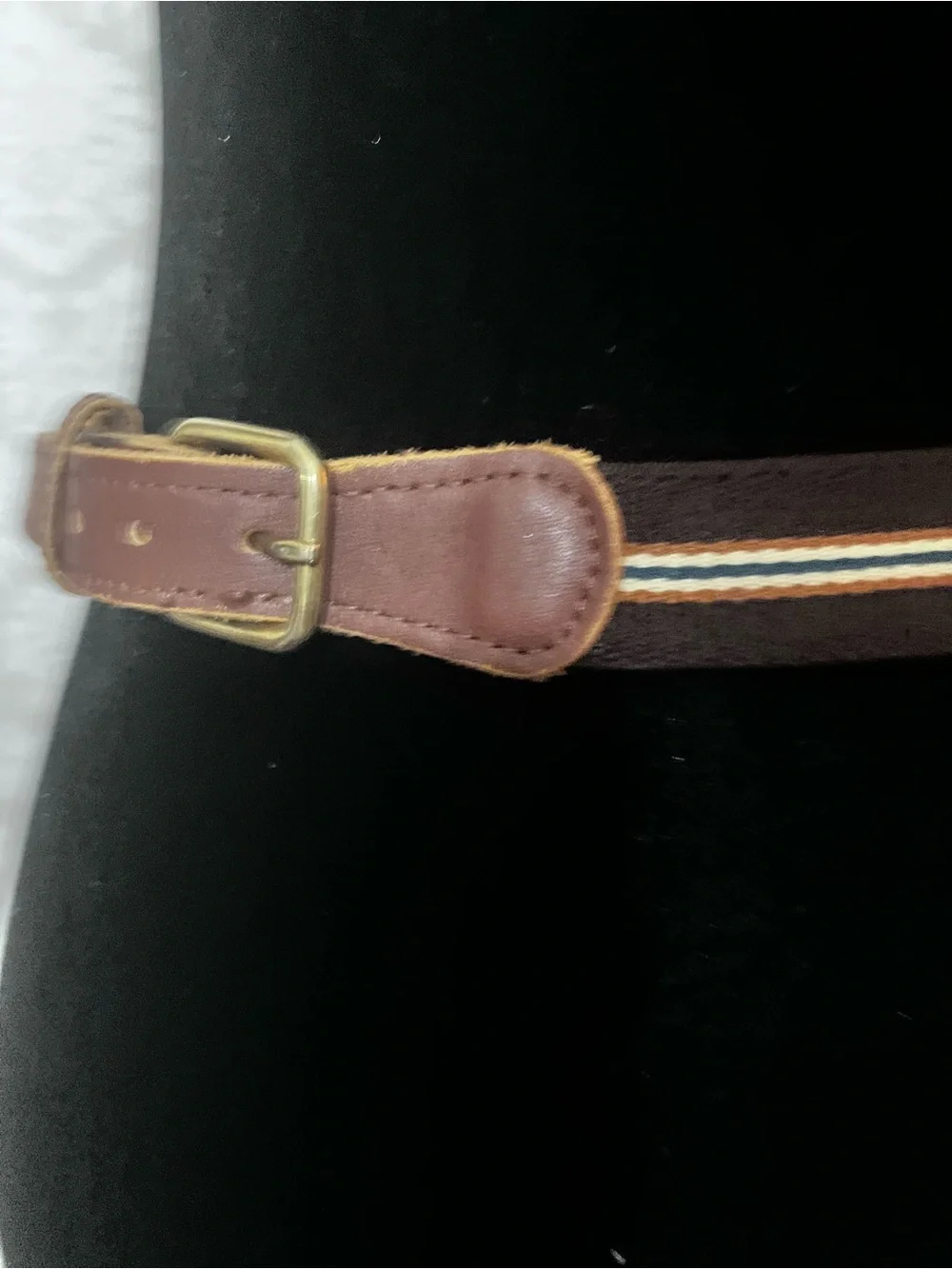 Grosgrain Ribbon Leather Tab Belt